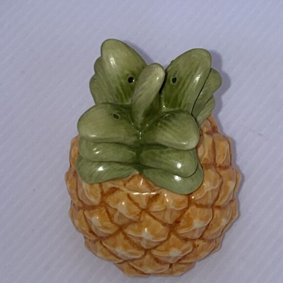 Lenox Rare Vintage Pineapple Salt & Pepper Shaker Tan & Green EUC - Picture 7 of 11